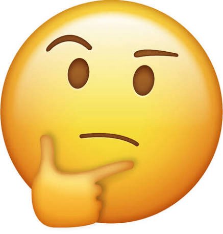 A yellow thinking face emoji resting its chin on its hand, conveying skepticism or contemplation.