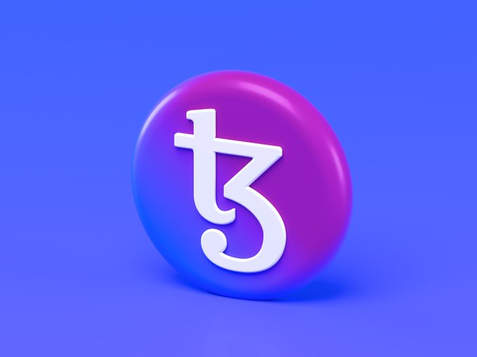The image features a purple circle with the white letter "T" inside. The caption above the image reads, "What makes Tezos different? Continuous evolution. The network keeps upgrading, improving, and adapting without the disruption of hard forks. Years later, that design decision still looks incredibly powerful."