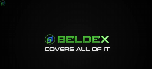 A black background featuring a green and blue logo with the text 'BELDEX COVERS ALL OF IT'.