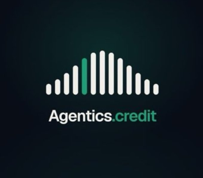 A logo for 'Agentics.credit' displayed against a dark background, featuring an audio waveform-style design above the text.