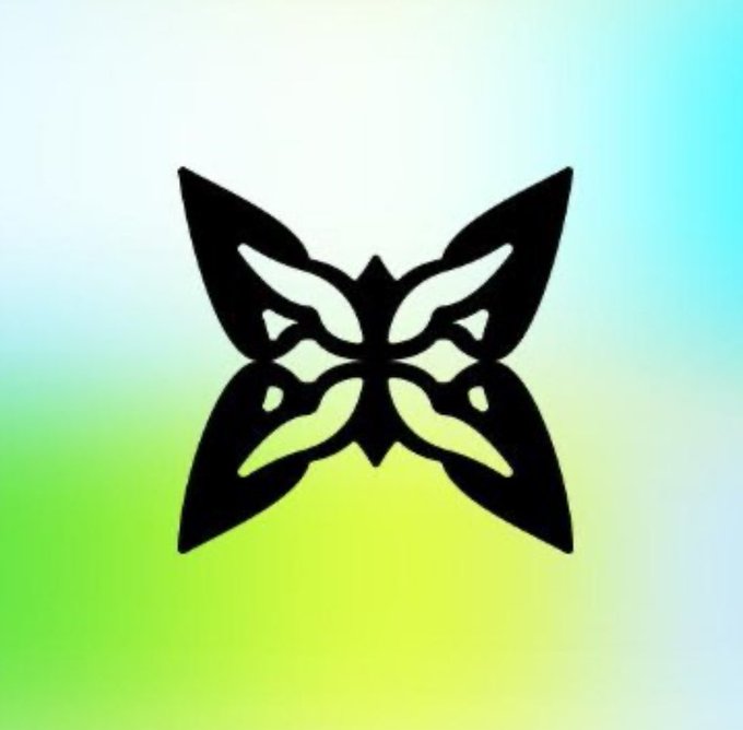 A stylized black butterfly logo with symmetrical tribal-style wing patterns displayed on a green and blue gradient background, representing the Quip Network brand that connects idle quantum computers and classical GPUs to productive work through its blockchain marketplace.