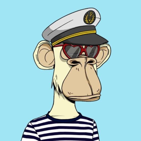 A cartoon illustration of a monkey character wearing a sailor hat with an anchor emblem, red heart-shaped sunglasses, and a black-and-white striped shirt against a light blue background.