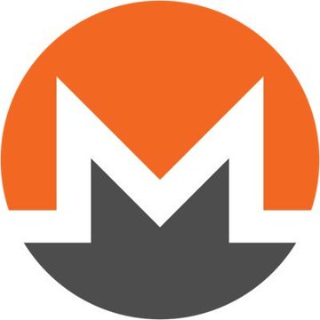 The Monero cryptocurrency logo, featuring a stylized white 'M' inside a circle split between orange on top and dark gray on the bottom.