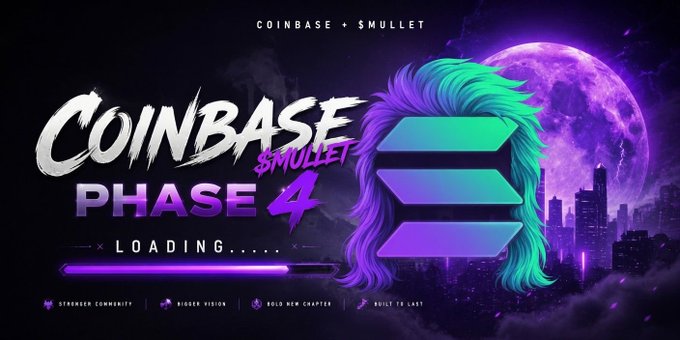 The image features a poster for Coinbase's Coinbase Phase 4, which is an update or expansion of their platform. The poster has a purple background with white text that reads "Coinbase Phase 4 Loading...". There are also several other elements in the image such as a city skyline and a person with long hair wearing a wig. The post mentions that this is just the start of the Coinbase community, which includes Insane on their platform.
