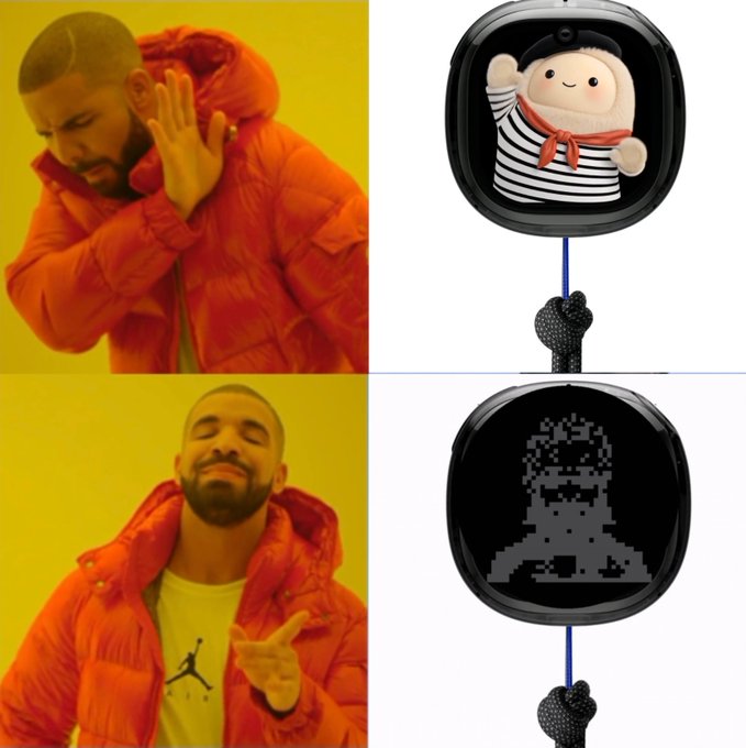 The image features the classic "Drakeposting" meme with Drake rejecting a cute cartoon NFT agent character on a smartwatch screen and approving a pixelated warrior NFT agent instead, humorously promoting "NFT Agents" as must-have digital collectibles.