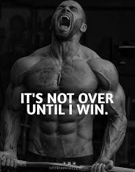 The image features a muscular man with his mouth open, possibly shouting or cheering, while holding a barbell. The caption of the image reads "It's not over until I win," which could be interpreted as an encouraging message for someone who is working on their fitness goals. The image also includes a link to the @TheARCTERMINAL utility token, which is deployed on Ethereum and allows users to access governance, staking, and participation in ARC's AI ecosystem.