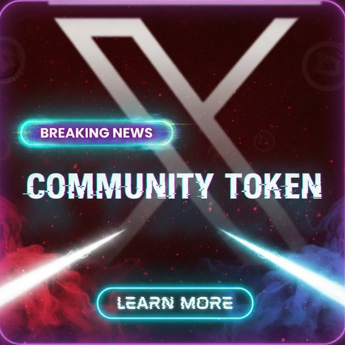 𝕏 TOKEN shape is a white x with red background. A website is provided for it that has a blue border around it. It says Learning More about the tokens. There are two types of tokens, one with a purple background and another with an orange background. The tokens have already been sold to users at the presale, which ends on May 31st, and there will be a total of 200 million tokens available for purchase.