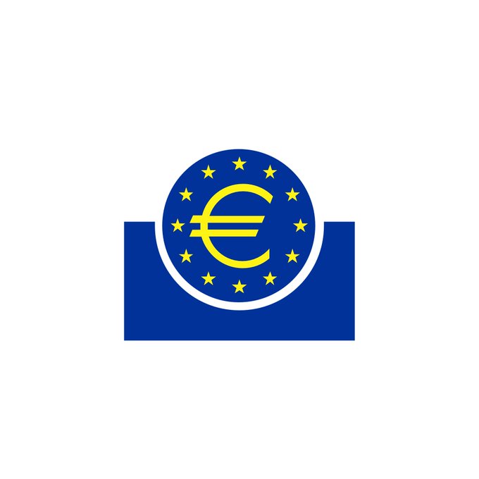 The image shows the logo of the European Central Bank (ECB), featuring a blue circle with yellow stars surrounding a euro (€) symbol, set against a blue rectangular background. The logo relates to the post by symbolizing the ECB's role in its new Pontes DLT initiative for tokenized securities settlement in central bank money.
