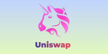 The image features a logo with an illustration of a unicorn's head against a light blue background. The text "Uniswap" is written below the unicorn, indicating that this is a logo for Uniswap. The post asks viewers to choose their favorite DEX (Digital Exchange Platform) for the next year and provides options such as Bitcoin, Ethereum, Ripple, and others.