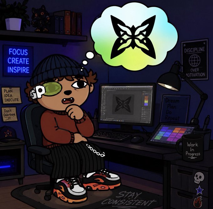The image features a cartoon character sitting at a desk with a computer, wearing a hat and glasses. The character has a thought bubble above their head that says "Focus on what is in the image and how it relates to the post". This suggests that there might be an interesting connection between the cartoon character's thoughts or actions and the content of the post.