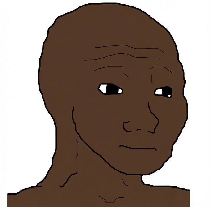 A simple MS Paint-style digital drawing of a bald, dark-skinned character with a stern expression. The crude meme-style portrait is paired with a post promoting the cryptocurrency token "Blakjak," evoking the popular "Wojak" meme format used in crypto promotion.