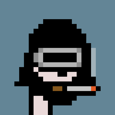 A pixel art character wearing a black hooded outfit and a white visor, holding what appears to be a weapon. The image visually represents the "Funks snapshot" mentioned in the post, likely depicting a character from the cryptofunks NFT collection as the post references monitoring their mint on cryptofunks.xyz.