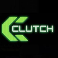 A glowing green and black logo reads 'CLUTCH' against a dark background.