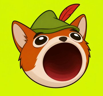 A cartoon fox (POPFOX) with an open mouth and a green Robin Hood-style hat against a bright green background. The image relates to the news by representing the $POPFOX token that the trader purchased 2% of the supply of.