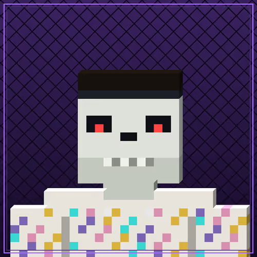 A pixel art zombie character with glowing red eyes emerges against a purple grid background, wearing a colorful pixelated shirt. The image's undead, hunger-driven aesthetic metaphorically reinforces the post's message about aggressive, ambitious financial growth targets and leveraging opportunities for the @StackersXYZ platform.