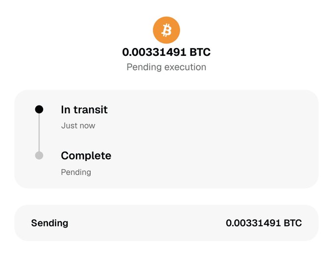 A screenshot of a Bitcoin transaction showing 0.00331491 BTC (approximately $250) marked as "Pending execution" and "In transit" with the status "Complete" pending. The image serves as proof of payment, supporting the post's claim that $250 in Bitcoin was sent to @SmokerTyla as part of a giveaway.