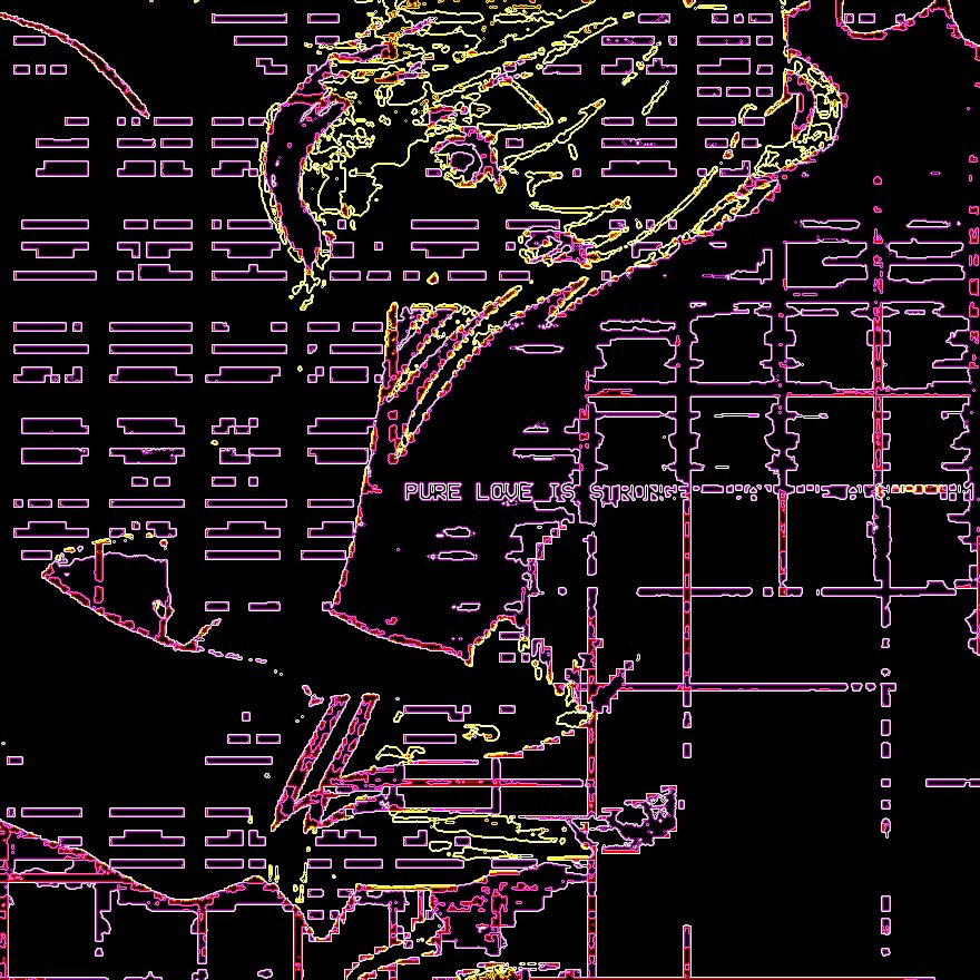 The image features a black and white photo of a person's face, with the text "Pipe your heart out" written above their head. The background consists of a grid of lines and dots, creating an abstract pattern that surrounds the person's face. The image is accompanied by a caption that reads "♡ 9 hrs remain on @objktone [currently ꈍwꈍ] [by angel @sinusoidalsnail".