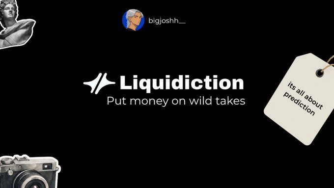 A profile page for 'bigjoshh__' on Liqudiction, a platform with the tagline 'Put money on wild takes' and a tag reading 'its all about prediction.'