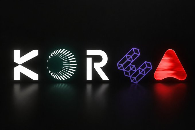 A dark background displaying the stylized 'KORSA' logo, where the 'O' is a glowing teal circular pattern, the 'R' features a purple geometric wireframe design, and the 'A' is rendered as a glossy red 3D shape.