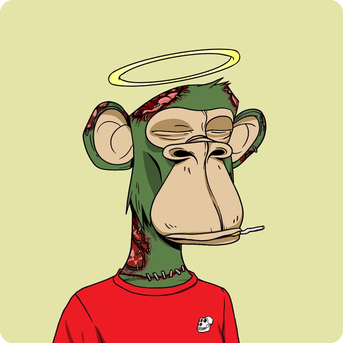 The image features a cartoon monkey wearing a red shirt, with a halo around its head. The monkey appears to be holding a spoon in one hand and a fork in the other while looking directly at the camera. The background of the image is white, which contrasts with the colorful attire of the monkey. The caption "unbothered. moisturized. happy. in my lane." suggests that the monkey might have been through some sort of transformation or experience, possibly related to the post about the "happy" and "focused" individual.