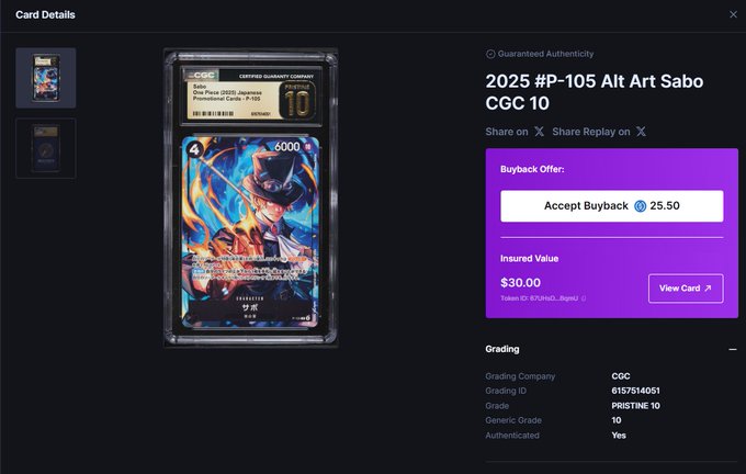 The image shows a detailed screenshot of a trading card page featuring a Minecraft card with a blue and red design depicting a character holding a sword. The card has a price listed as $50, but there's no money being exchanged yet. The website also displays information about the card and other players' ratings for the game. A post on this trading card page says "Day 2 of ripping the $50 OP gacha until I pull an epic loot". This implies that the card has been priced at $50, and the user is in the process of buying it with the intention to spend more money when they finally purchase it. The image also suggests a gaming community as there's a post about a Minecraft character on the trading card page.