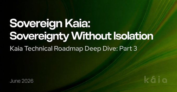 The image features a green background with white text that reads "Sovereign Kia: Sovereignty Without isolation". The text is arranged in a block-like format, with each line of text being separated by a space. Below this, there are two lines of text providing information about the technical aspects of the Sovereign Kia system and its relation to the post.