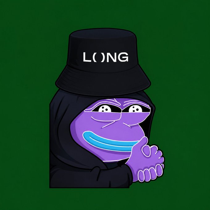 An illustration of the Pepe the Frog meme character wearing a black hoodie and a black bucket hat with the word 'LONG' written in white.