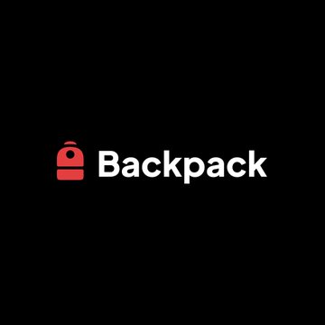A simple logo on a black background showing a red backpack icon next to the white text 'Backpack'.