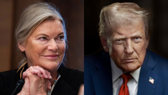 This split image shows Senator Cynthia Lummis and President Trump, representing a potential breakthrough on the "Crypto CLARITY Act" with an unprecedented ethics provision.