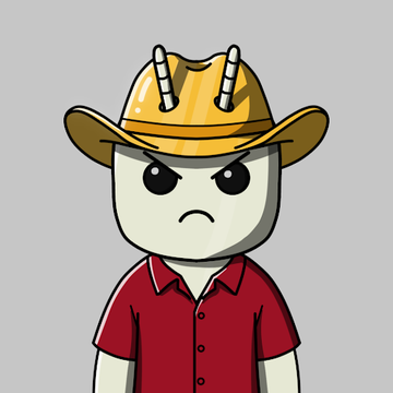 A cartoon character with horns and a yellow cowboy hat glares angrily while wearing a red polo shirt. The mascot's intense expression mirrors the "Chill Bugs" giveaway, likely representing one of the branded characters being raffled off to lucky holders.