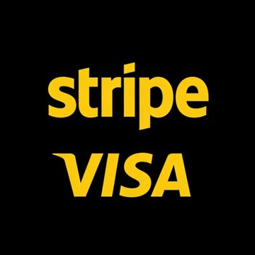 The image features a black background with yellow text that reads "Stripe Visa". The text is written in all capital letters, making it stand out against the black background. Below this title, there are three mentions of different payment methods: Stripe, Visa and Mastercard. These payment methods are known to be collaborating on a joint stablecoin platform. Additionally, there's a post that says "BREAKING: @Stripe !" followed by a hashtag "#StripE". This post is likely discussing the recent launch of this joint stablecoin platform.