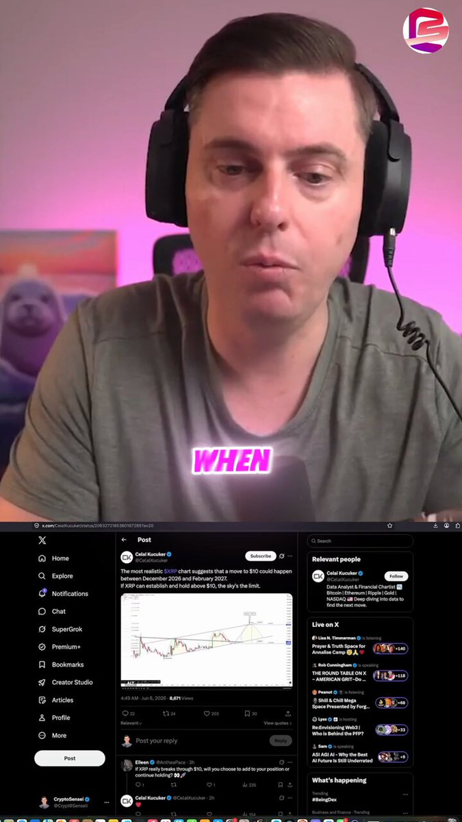 The image shows a man wearing headphones sitting at a computer, working or browsing something online. The main focus of the image is an interesting graphic displayed next to him, with text that appears to be related to a trading activity on social media. Some analysts have suggested that there might be opportunities for lower prices in the market based on their posts.

The post includes several bullet points about the current situation and potential risks in the cryptocurrency world or other markets. It seems like a discussion among experts, possibly sharing insights and strategies related to their interests, such as trading and cryptocurrencies. This image captures a moment of interaction within the online community of enthusiasts who are interested in these topics.