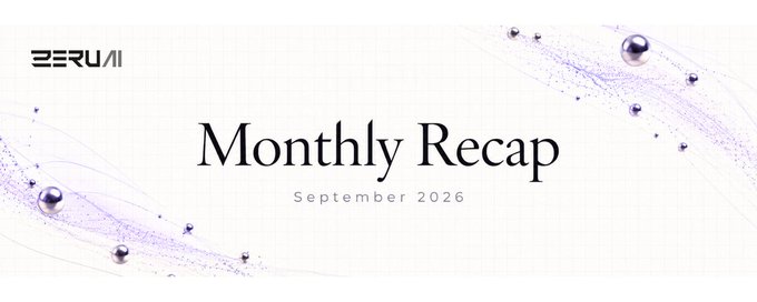 A graphic titled 'Monthly Recap September 2026' with the 'EERU AI' logo and decorative purple spheres and wisps.