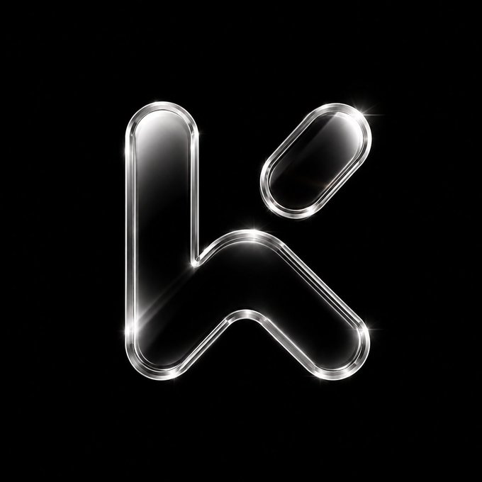 A glossy, chrome-like letter "K" with a detached floating accent floats against a black background, reflecting the sleek, polished aesthetic implied by the #KCEX branding. The metallic shine and minimalist design reinforce the "shiny on the outside" tagline while symbolizing strength and precision within.