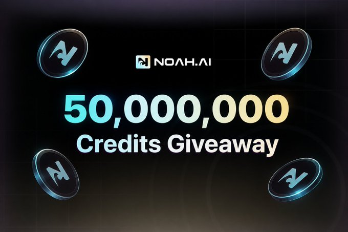 The image features a promotional poster for a contest where users are given 50,000,000 credits as a reward. The poster includes four blue coins scattered around the edges of the image, with the text "50,000,000 Credits Giveaway" written in white letters above them. The background is black and has a grid pattern on it.