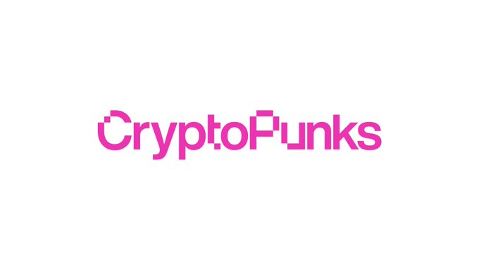 The pink logo for 'CryptoPunks' displayed on a white background.