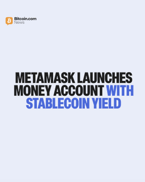 This image highlights the launch of MetaMask's Money Account, which allows users to earn stablecoin yield and spend directly from their wallet, as announced by Bitcoin.com News. This graphic directly visually represents the core announcement of the accompanying post.