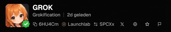A Twitter/X profile for 'GROK' (@Launchlab) with the display name 'Grokification' shows an anime-style avatar of an orange-haired girl, posted 2 days ago.