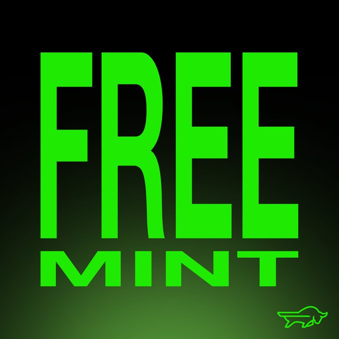 A bold, neon-green "FREE MINT" graphic on a black background is paired with the post announcing a free mint drop for the $ANSEM army, emphasizing the no-cost nature of the token claim. A small turtle logo in the corner ties the artwork to the broader branding of the project.