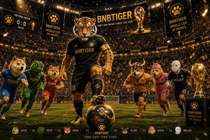 The image features a group of cartoon characters, including a tiger, running across a soccer field with a trophy in their mouths. The text "BNBTiger" can be seen in the image as well. The background shows a stadium filled with people watching the game and other players on the field.