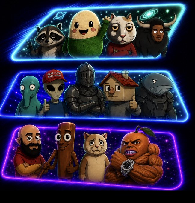 The image displays a creative tier list featuring meme characters and figures arranged in three neon-outlined rows against a space-themed background, with the middle tier including an alien wearing a "Make Aliens Great Again" red hat. The whimsical, humorous tier list format visually supports the optimistic post claiming "SOLANA LOOKS GOOD HERE," suggesting a bullish sentiment toward the cryptocurrency in a playful, community-style ranking aesthetic.