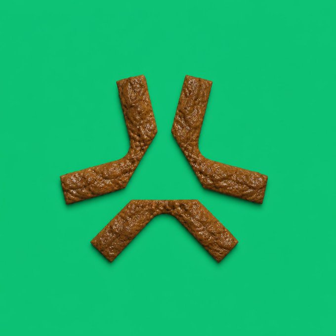 Three brown, textured elbow-shaped objects are arranged in a triangular pattern against a green background to form the shape of a universal "middle finger" gesture, serving as a visual insult directed at the tagged individuals (LucaNetz, CashBowie, AbstractChain, and Pudgy Penguins) in a likely Web3/crypto community dispute.