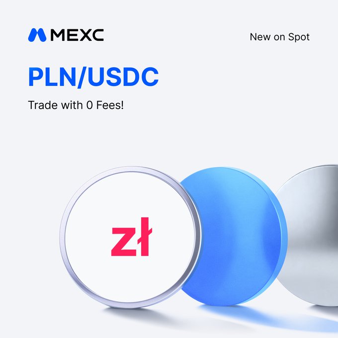 MEXC announces the addition of the PLN/USDC spot trading pair with 0 fees, featuring Zircuit's "z1" logo prominently displayed alongside the exchange's branding. The promotional graphic highlights the new zero-fee trading opportunity starting August 20, 2026.