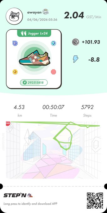 The image shows a fitness app that tracks steps taken, calories burned, and distance traveled. The app displays a map of a city with landmarks such as buildings and parks. A green shoe is also shown on the screen, which could be related to the fitness tracking feature or simply an illustration for visual appeal.