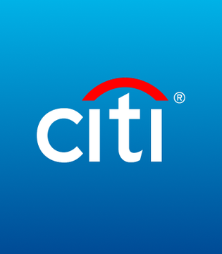 The Citi (Citibank) logo, featuring white lowercase 'citi' text with a red arch above it on a blue background.