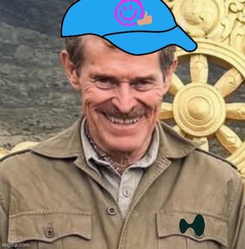 A smiling older man with a mustache (known as the "Gigachad" meme) is digitally altered to wear a blue cap with a smiley logo and a bone-shaped nose, set against a golden wheel background, with an "imgflip.com" watermark.

The image humorously depicts the meme figure as an exuberant, costumed figure, fitting the post's playful tone about sending memes to "Valhalla" on Hyperliquid.