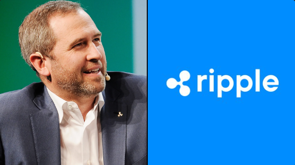 The image shows Brad Garlinghouse, CEO of Ripple, alongside the Ripple logo, visually connecting to the caption's revelation about Ripple's near-collapse following the 2020 SEC lawsuit and his account of the company's decision to fight rather than distribute $XRP holdings and shut down.