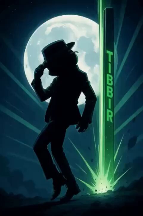 The image features a silhouette of a person, likely a musician or performer, standing next to a green light that appears to be emitting from an object. The background shows a full moon, which adds depth and contrast to the scene. The caption "A La La La La La Long" is written in white text at the bottom right corner of the image.