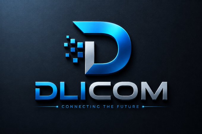 The image shows an advertisement for a company called "Dlicom" that specializes in creating digital content management systems (DCMS). The logo features a blue letter "D" with a silver "L" below it, symbolizing the company's name. The text on the image reads "Good Morning @DlicomApp Fam! A new day, a stronger community, and more progress ahead. Dlicom keeps growing with better creator tools, social features, and a vision focused on giving users true ownership of their content."