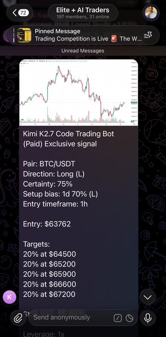 The image features a screenshot of a cellphone screen showing a trading app with a graph indicating that Bitcoin went up 3% today. The app also provides information about Bitcoin, including how much money has been gained or lost in relation to Bitcoins over time. The post suggests that someone is interested in investing in Bitcoin and wants to know more about its recent performance. There are other posts visible on the screen as well, further indicating a discussion related to trading apps or Bitcoin specifically.